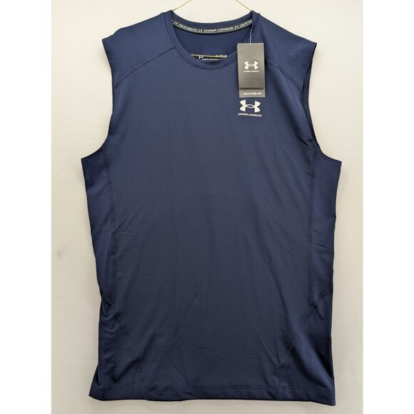NWT Under Armour HeatGear Men's Compression Sleeveless in Midnight Navy size XL - Picture 3 of 7